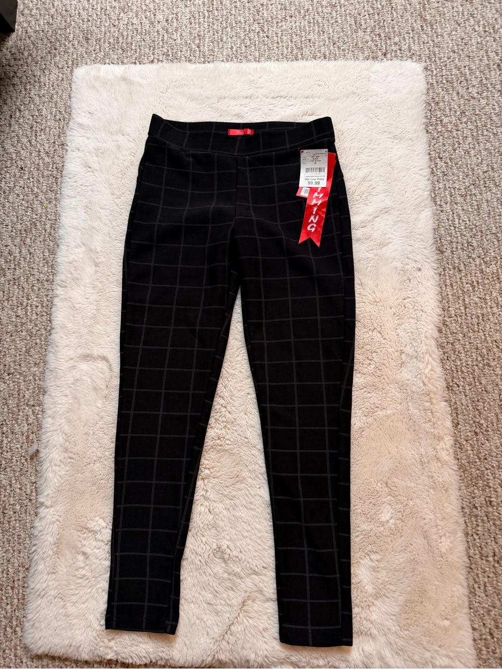 Women's Black Windowpane Skinny Jeans - Stretch Ankle Pant